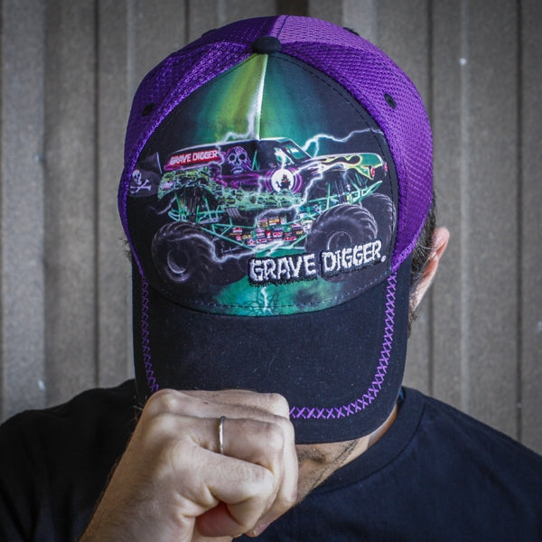 Grave Digger Purple Mesh Youth Hat
