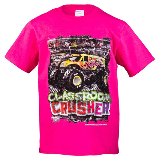 Monster Jam Classroom Crusher Pink Youth T-shirt