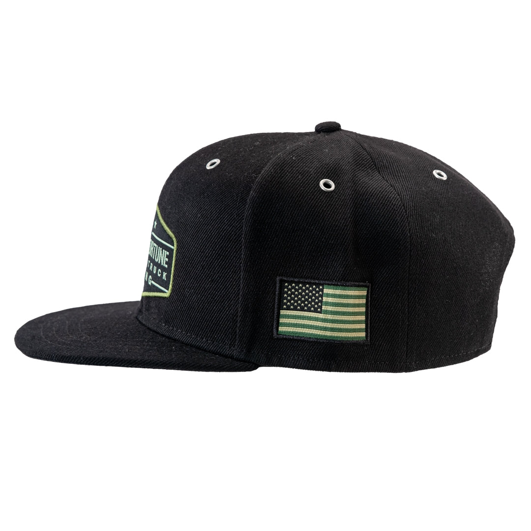 Soldier Fortune  Badge Black and Green Hat