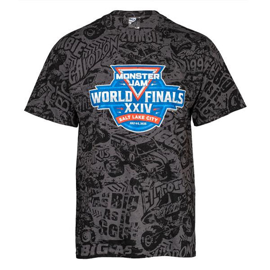 Monster Jam 2025 World Finals Charcoal Track Print T-shirt