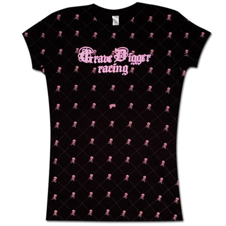 Grave Digger Ladies Pink Skull T-shirt