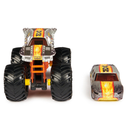 1:64 Max-D Monster truck and car facing forward